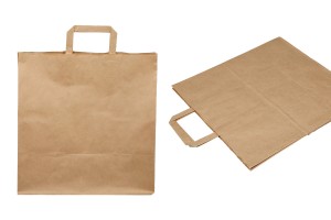 Paper bag with flat handle in earthy color and dimensions 330x200x330 mm-1