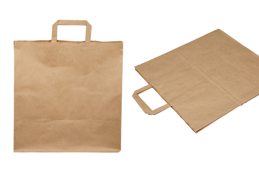 Paper bag with flat handle in earthy color and dimensions 330x200x330 mm Paper bag with flat handle in earthy color and dimensions 330x200x330 mm