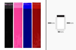 Çeşitli renklerde kendinden yapışkanlı kapamalı 50x300 mm yarı saydam torbalar - 100 adet-2