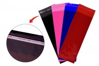 Sachets 90 x 300 mm semi-transparents avec fermeture adhésive en différentes couleurs - 100 pcs