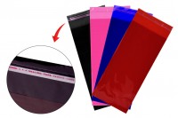 Sachets 110 x 300 mm semi-transparents avec fermeture adhésive en différentes couleurs - 100 pcs