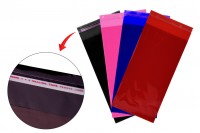 Sachets 130 x 300 mm semi-transparents avec fermeture adhésive en différentes couleurs - 100 pcs