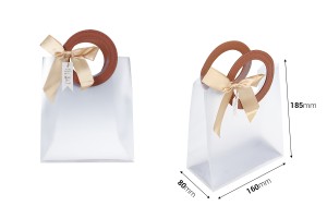Geschenktüte aus Plastik 160x80x185 mm halb-durchsichtig mit Schleife und Griff in Lederdruck - 12 Stück-2