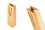 Paper bag 120x85x360 mm in beige color with brown cord - 12 pcs