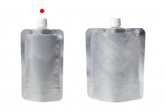 Gourde (type Doypack) en aluminium de 200 ml, avec bouchon blanc - paquet de 50 pièces
