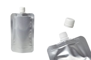 Gourde (type Doypack) en aluminium de 200 ml, avec bouchon blanc - paquet de 50 pièces-1