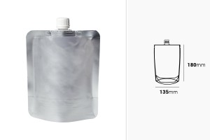 Gourde (type Doypack) en aluminium de 300 ml, avec bouchon blanc - paquet de 50 pièces-εικόνα_διαστάσεις