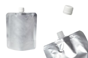 Gourde (type Doypack) en aluminium de 300 ml, avec bouchon blanc - paquet de 50 pièces-εικόνα_προϊοντική