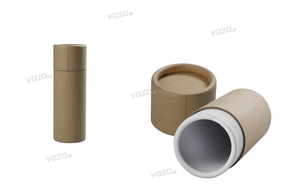 Petite boîte cylindrique en kraft de couleur marron (intérieur blanc) 40 x 116 mm pour flacons - 12 pcs