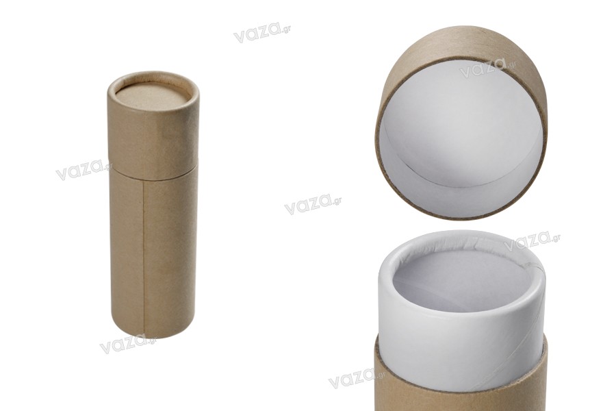 Brown kraft paper tube box (white inside) in size 42x125 mm for vials and bottles - 12 pcs
