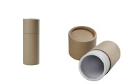 Scatolina cilindrica in carta kraft marrone (parte interna di colore bianco) 46x125 mm per flaconi – 12 pz 