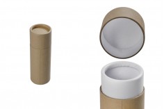 Brown kraft paper tube box (white inside) in size 36x102 mm for vials and bottles - 12 pcs