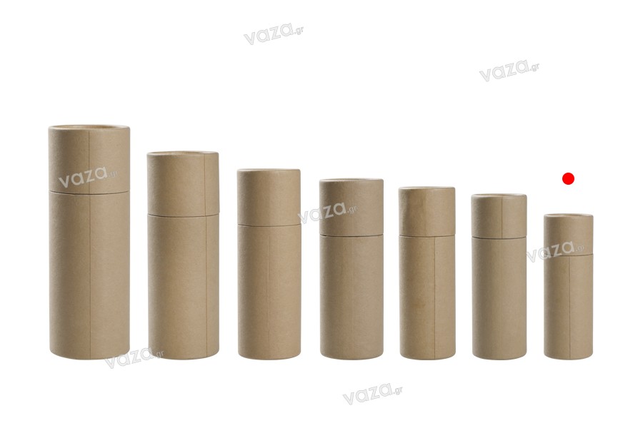Brown kraft paper tube box (white inside) in size 36x102 mm for vials and bottles - 12 pcs