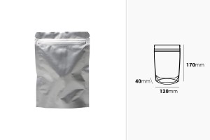 Doy Pack-Aluminiumbeutel 120x40x170 mm mit Reißverschluss; und der Möglichkeit zum Heißsiegeln - 100 Stück-εικόνα_διαστάσεις