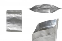 Genți de aluminiu tip Doy Pack 120x40x170 mm cu închidere „cu fermoar” și posibilitatea de etanșare termică - 100 buc