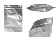 Aluminum Doypack stand-up pouch, 180x40x260 mm with zipper, heat sealable, 100 pcs 