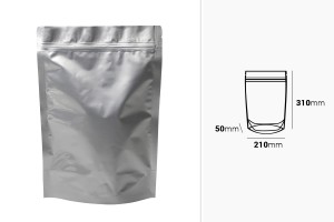 Aluminiumbeutel vom Typ Doy Pack 210x50x310 mm mit Reißverschluss und der Möglichkeit des Versiegelns mit Heißsiegeln - 100 Stück-εικόνα_διαστάσεις