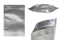 Genți de aluminiu tip Doy Pack 210x50x310 mm cu închidere „cu fermoar” și posibilitatea de etanșare cu etanșare termică - 100 buc