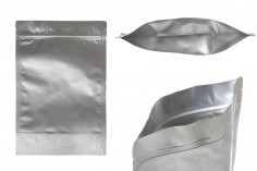 Sachets en aluminium (type Doypack) 210 x 50 x 310 mm avec fermeture zip et possibilité de thermoscellage - 100 pcs