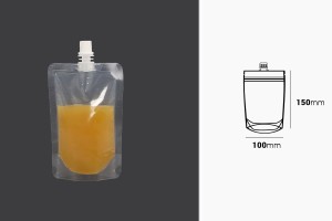 Sacchetto del becco tipo Doy Pack trasparente da 200 ml con tappo bianco-εικόνα_διαστάσεις