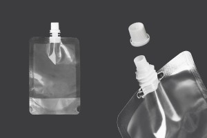 Sacchetto del becco tipo Doy Pack trasparente da 200 ml con tappo bianco-εικόνα_προϊοντική