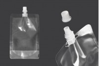 Doypack stand-up pouch packaging (flask) transparent 380 ml with white cap