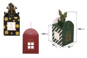 Boîte cadeau de Noël en papier 85 x 85 x 100 mm dans différents motifs - 25 pcs-2