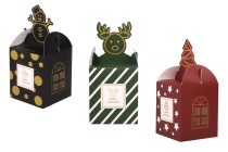 Boîte cadeau de Noël en papier 85 x 85 x 100 mm dans différents motifs - 25 pcs Boîte cadeau de Noël en papier 85 x 85 x 100 mm dans différents motifs - 25 pcs