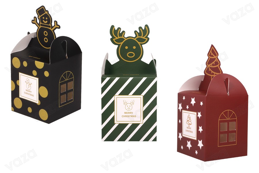 Weihnachtliche Papierbox 85x85x100 mm für Geschenke in verschiedenen Designs- 25 Stück-εικόνα_προϊοντική