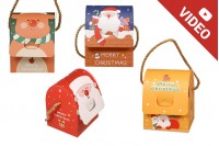 Boîte de Noël - sac cadeau avec poignée 100 x 90 x 125 mm - 25 pcs