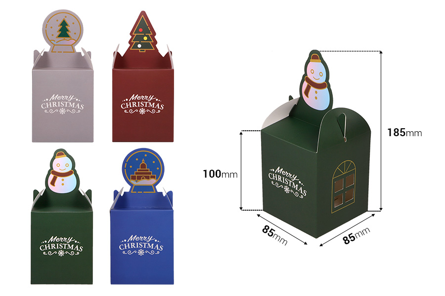 Boîte cadeau de Noël en papier 85 x 85 x 100 mm dans différents motifs - 25 pcs