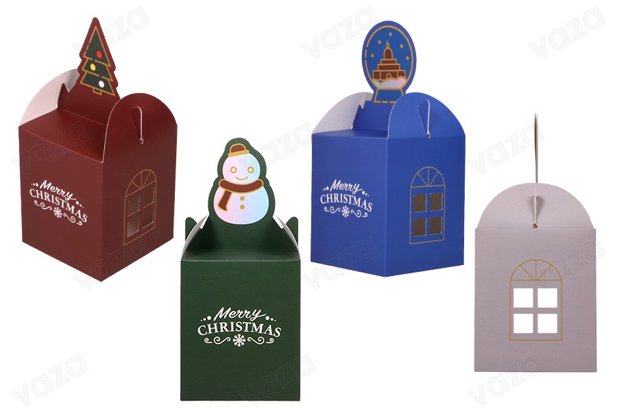 Weihnachtliche Papierbox 85x85x100 mm für Geschenke in verschiedenen Designs- 25 Stück Weihnachtliche Papierbox 85x85x100 mm für Geschenke in verschiedenen Designs- 25 Stück-εικόνα_προϊοντική