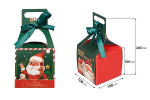 Boîte cadeau de Noël avec poignée et ruban 100 x 100 x 100 mm - 25 pcs-2