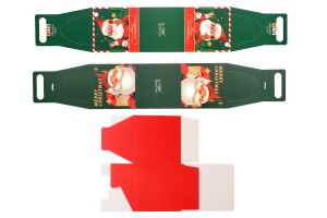Boîte cadeau de Noël avec poignée et ruban 100 x 100 x 100 mm - 25 pcs-5
