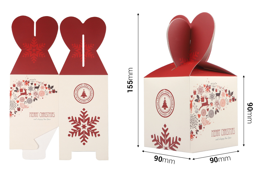 Christmas paper gift box 90x90x155mm - 10 pcs