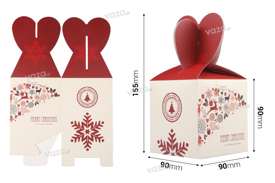 Christmas paper gift box 90x90x155 mm - 10 pcs