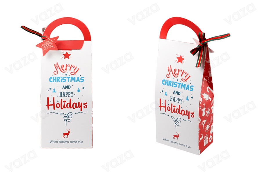 Christmas paper box 105x60x275mm with handle - 10 pcs Christmas paper box 105x60x275mm with handle - 10 pcs-produktbild