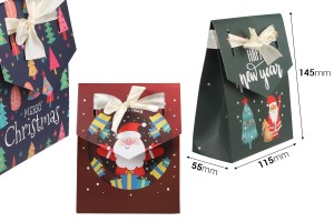 Christmas gift paper bag 115x55x145 mm with ribbon - 10 pcs-2