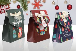 Christmas gift paper bag 115x55x145 mm with ribbon - 10 pcs-5