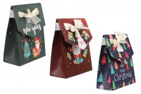 Christmas gift paper bag 115x55x145 mm with ribbon - 10 pcs