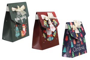 Christmas gift paper bag 115x55x145 mm with ribbon - 10 pcs-1