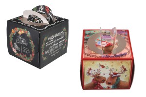 Christmas paper gift box 150x150x130 mm with window and handle - 10 pcs-1