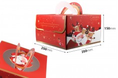 Christmas paper gift box 250x250x150 mm with handle - 10 pcs