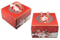 Christmas paper gift box 250x250x150 mm with handle - 10 pcs