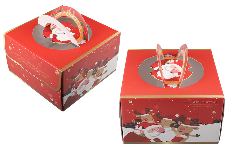 Christmas paper gift box 250x250x150mm with handle - 10 pcs