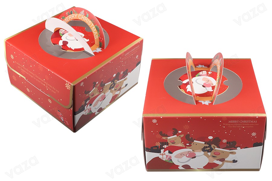 Christmas paper gift box 250x250x150mm with handle - 10 pcs Christmas paper gift box 250x250x150mm with handle - 10 pcs-produktbild