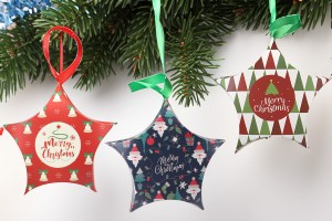 Christmas paper gift box 120x40x120 mm with ribbon - 10 pcs-3
