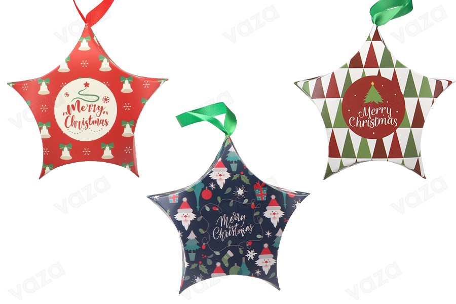 Christmas paper gift box 120x40x120mm with ribbon - 10 pcs-produktbild