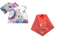 Christmas paper gift box 80x80x60 mm with ribbon and greeting card/tag - 10 pcs