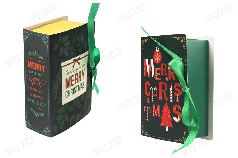 Christmas paper box 70x70x195mm with ribbon and greeting card/tag - 10 pcs Christmas paper box 70x70x195mm with ribbon and greeting card/tag - 10 pcs-produktbild